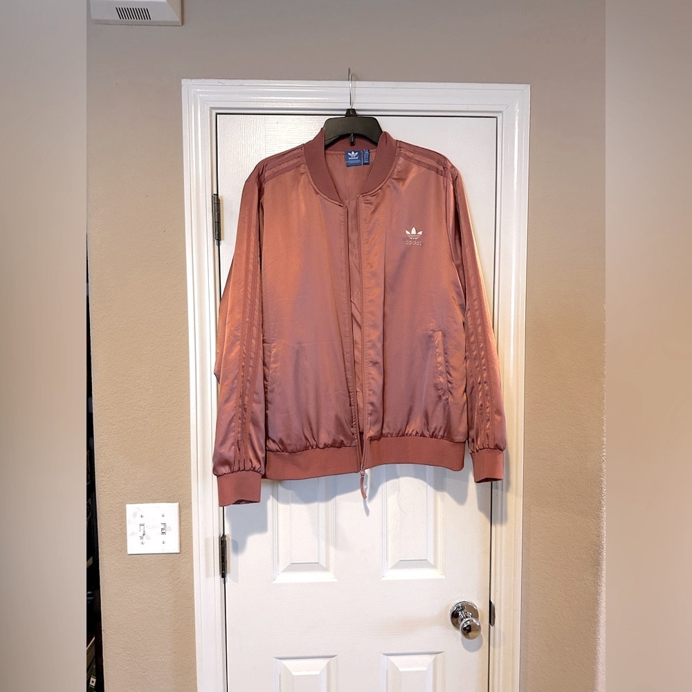 Adidas satin oversized lined bomber jacket
